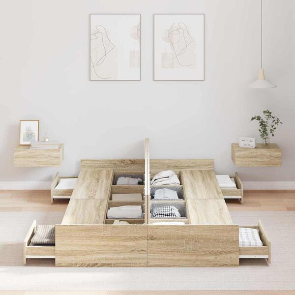 vidaXL Gultas ar uzglabāšanas vietu Sonoma ozols 120 x 200 cm