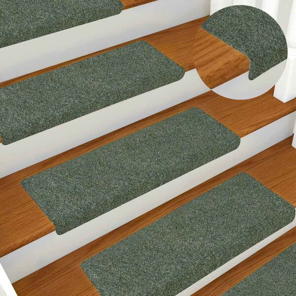 vidaXL kāpņu paklājiņi, pa&scaron;līmējo&scaron;i, 30 gab., 65x21x4 cm, zaļi, taisnstūrveida mala