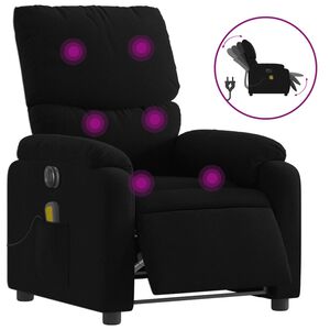 vidaXL elektrisks masāžas krēsls, atgāžams, melns audums