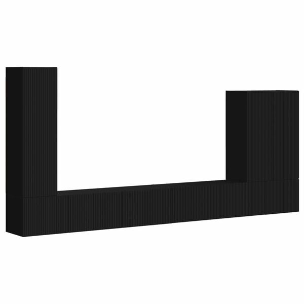 vidaXL Televizora sienas skapja komplekts 6 pcs Melna