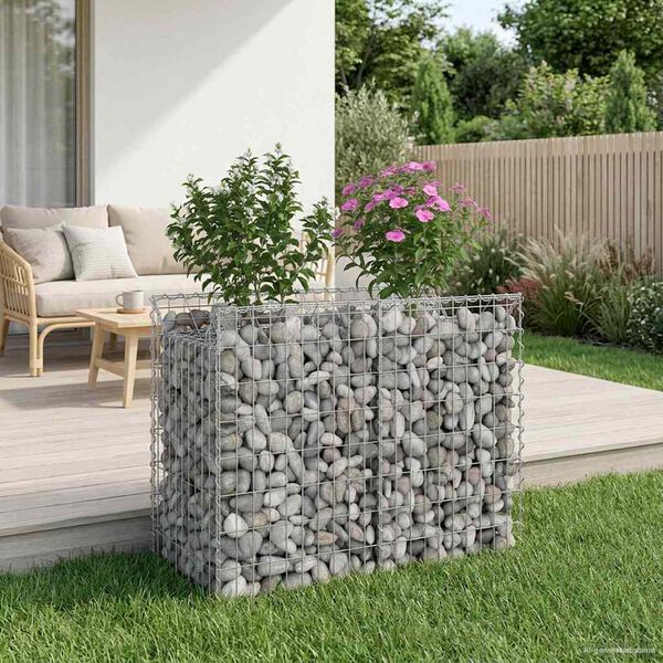 vidaXL Gabions pacelta gulta Sudraba 100 x 50 x 80 cm Cinkots tērauds