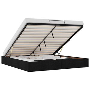 vidaXL Osmaņu gultas rāmis bez matrača melns 160x200 cm audums