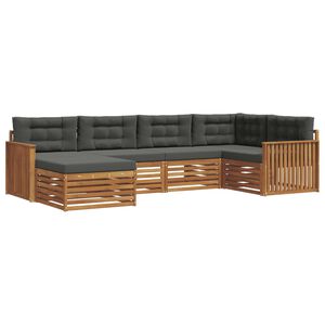 vidaXL Āra dīvānu komplekts ar spilvenu 6 pcs Dabisks un antracīts