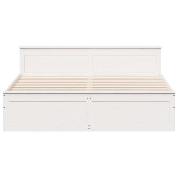 vidaXL gulta bez matrača, ar galvgali, balta, 180x200 cm, priedes koks