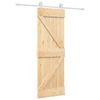 vidaXL Slīdo&scaron;ās durvis Dabisks un balts 70 x 210 cm Cieta priedes koks