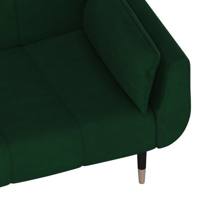 vidaXL 2-vietīga dīvāngulta ar diviem spilveniem, tumši zaļš samts