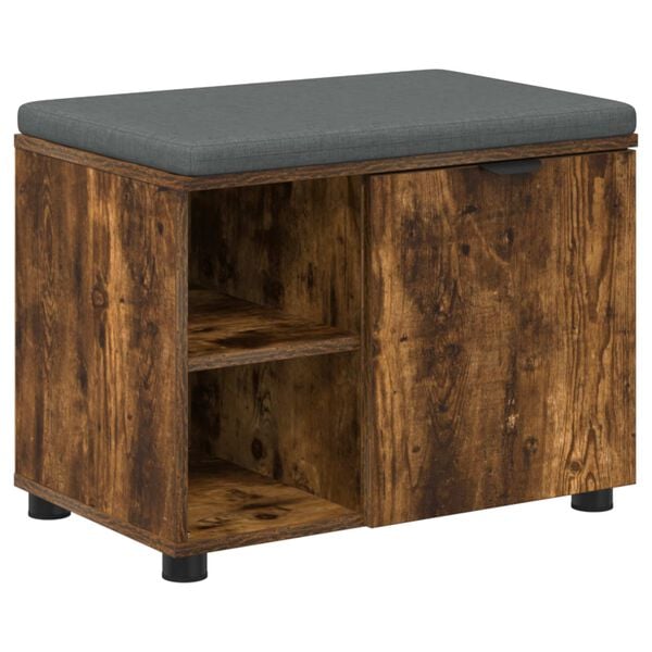 vidaXL Zāles sols ar spilvenu ar durvīm Kūpināts Ozols 60 x 38 x 46 cm