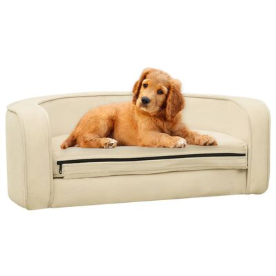 vidaXL saliekams dīvāns suņiem, krēmkrāsa, 73x67x26cm, plīšs, matracis
