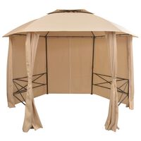 vidaXL dārza nojume, telts ar aizkariem, 360x265 cm, sešstūraina
