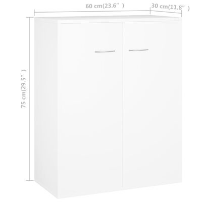 vidaXL kumode, balta, 60x30x75 cm, kokskaidu plātne