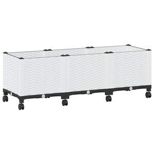 vidaXL Dārza podiņ&scaron; ar riteņiem Balts 120 x 40 x 48 cm PP