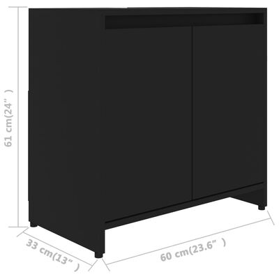 vidaXL vannasistabas skapītis, melns, 60x33x61 cm, skaidu plāksne