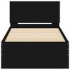 vidaXL gultas rāmis ar galvgali, melns, 75x190 cm, inženierijas koks