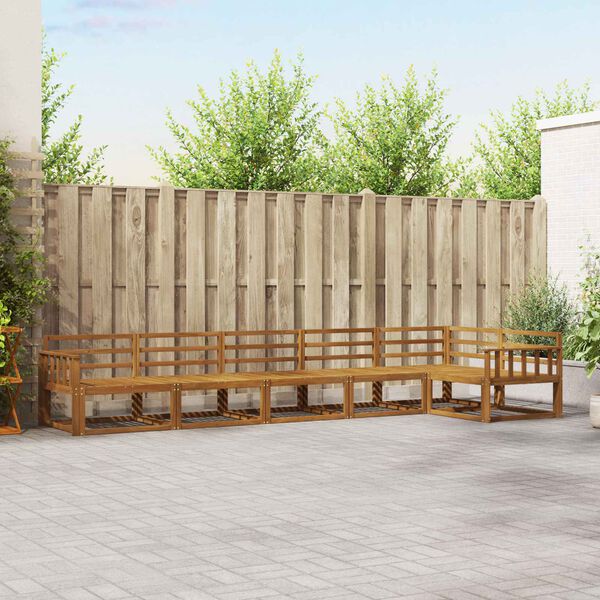 vidaXL Āra dīvānu komplekts 6 pcs Dabiska Cietā akācijas koks