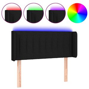 vidaXL gultas galvgalis ar LED, 83x16x78/88 cm, melns audums