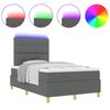 vidaXL LED gultas pamatne ar matraci Tum&scaron;i pelēks 120 x 200 cm audums