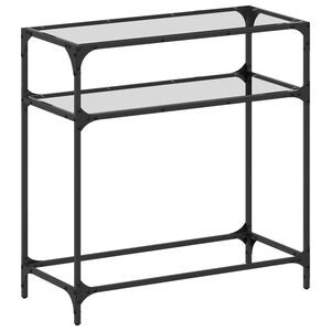 vidaXL konsoles galdiņ&scaron;, 80x35x81 cm, caurspīdīgs, rūdīts stikls