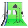 vidaXL fotostudijas apgaismojuma komplekts ar foniem un reflektoru
