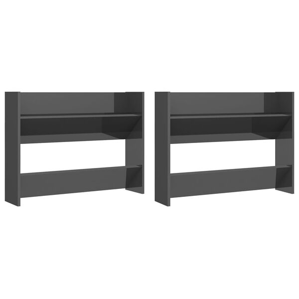 vidaXL sienas plaukti, 2 gab., pelēki, 80x18x60 cm, inženierijas koks