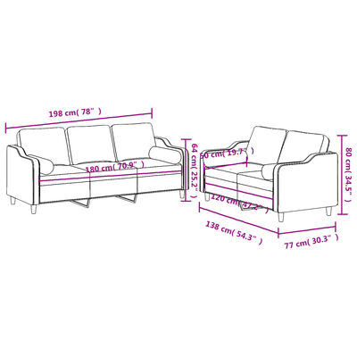 vidaXL divdaļīgs dīvānu komplekts ar spilveniem, melns audums