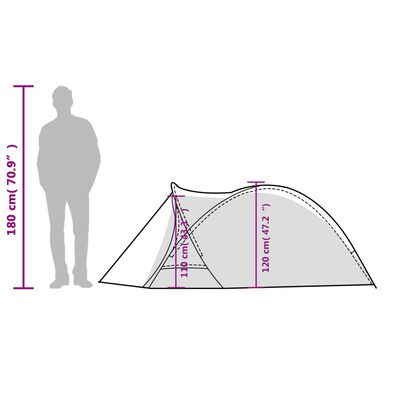 vidaXL kempinga telts 2 personām, pelēka, oranža, ūdensnecaurlaidīga