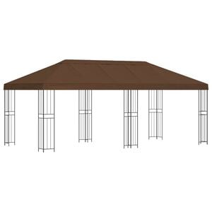 vidaXL Dārza Paviljons 6 x 3 m Brūna Poliesters un tērauds 190 gsm