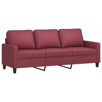 vidaXL trīsvietīgs dīvāns, vīnsarkans audums, 180 cm