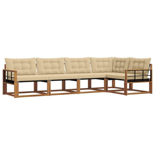 vidaXL Āra dīvānu komplekts ar spilvenu 5 pcs Dabisks un bē&scaron;s