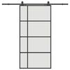 vidaXL bīdāmās durvis ar furnitūru komplektu, melnas, 102,5x205 cm, ESG stikls