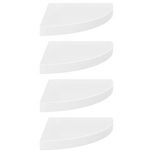 vidaXL stūra sienas plaukti, 4 gab., spīdīgi balti, 35x35x3,8 cm, MDF