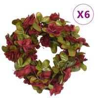 vidaXL mākslīgo ziedu vītnes, 6 gab., vīnsarkans, 250 cm