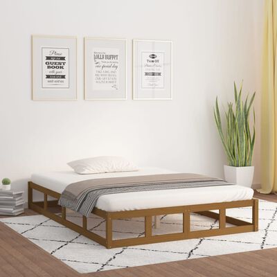vidaXL gultas rāmis, medus brūns, 150x200 cm, King izmērs, masīvkoks