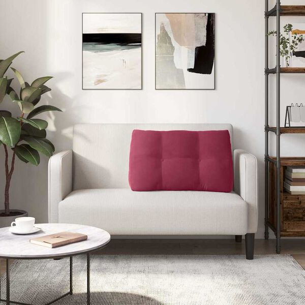 vidaXL Atpakaļ spilvens Vīna sarkans 80 x 24 x 50 cm Samts
