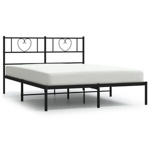 vidaXL gultas rāmis ar galvgali, melns metāls, 120x200 cm