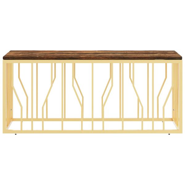 vidaXL kafijas galdiņ&scaron;, nerūsējo&scaron;s tērauds, pārstrādāts masīvkoks