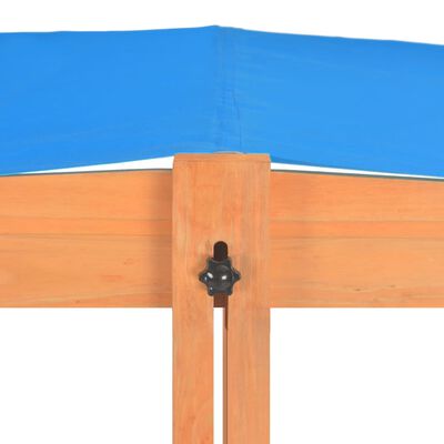 vidaXL smilšu kaste ar regulējamu jumtu, egles koks, 115x115x115 cm