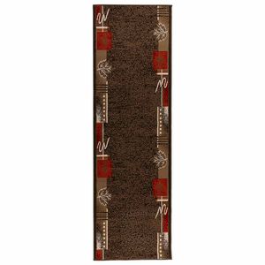 vidaXL Skrējēju paklājs FLORNES Austs Brūna Lapas 67 x 350 cm PP 7 mm