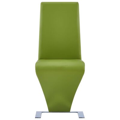 vidaXL virtuves krēsli, 4 gab., zigzaga forma, zaļa mākslīgā āda