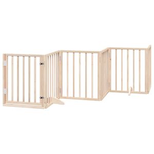 vidaXL suņu vārti ar salokāmām durvīm, 6 paneļi, 300 cm, papeles koks