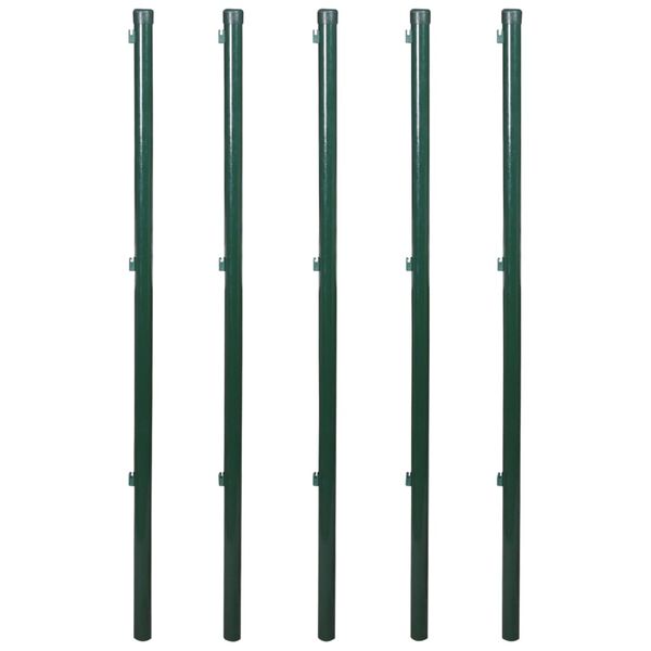 vidaXL stiepļu žogs ar stabiem, mietiņiem, tērauds, 0,8x15 m