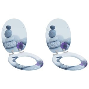 vidaXL tualetes poda sēdekļi, lēni aizverami, 2 gb., MDF, oļu dizains