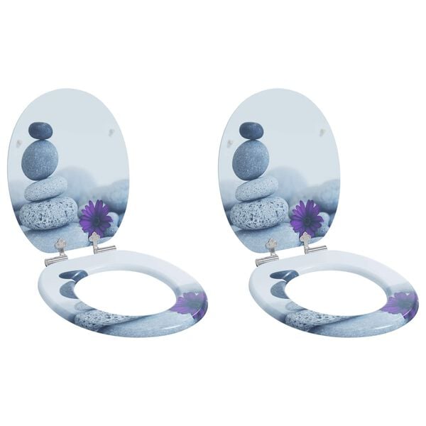 vidaXL Tualetes sēdeklis 2 pcs Pelēka 44 x 38 cm MDF plāksne