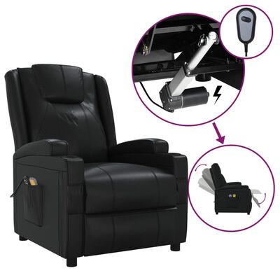 vidaXL elektrisks masāžas krēsls, melna mākslīgā āda