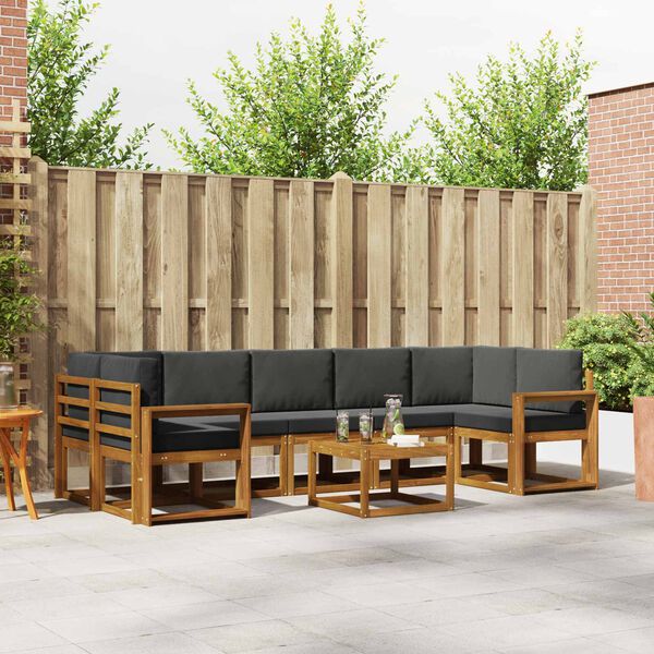 vidaXL Āra dīvānu komplekts ar spilvenu 8 pcs Dabisks un antracīts