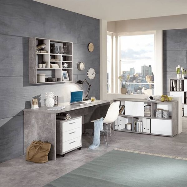 FMD sienas plaukts ar 9 nodalījumiem, pelēks