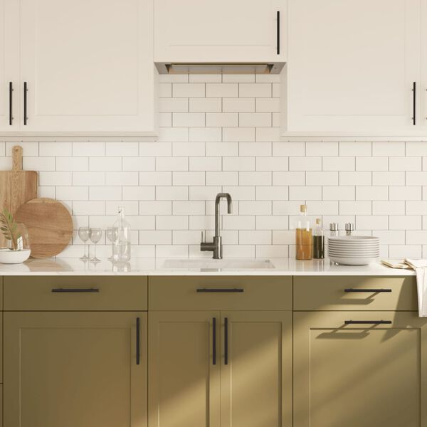 vidaXL skapja rokturi, 10 gab., melni, 128 mm, nerūsējo&scaron;ais tērauds