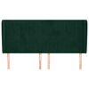 vidaXL galvgalis ar malām, 203x23x118/128 cm, tum&scaron;i zaļ&scaron; samts