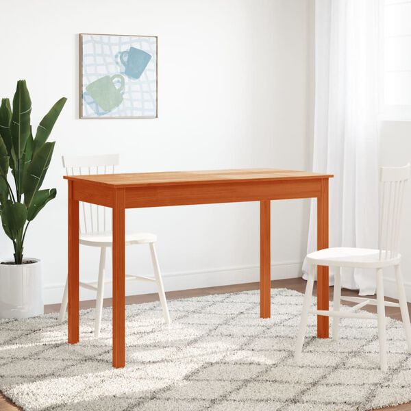 vidaXL virtuves galds, vaska brūnas, 110x55x75 cm, priedes masīvkoks