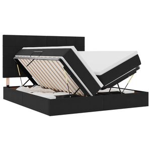vidaXL LED uzglabā&scaron;anas gulta ar matraci Melns 180 x 200 cm Samts