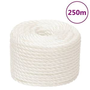 vidaXL darba virve, balta, 10 mm, 250 m, polipropilēns